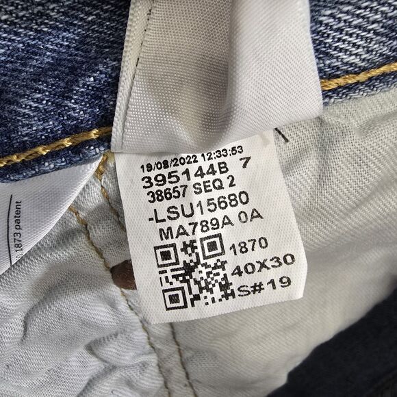 Levis 501 Original Fit Mens 40x30 Blue Jeans Stonewash Straight Leg Button Fly - Picture 12 of 15